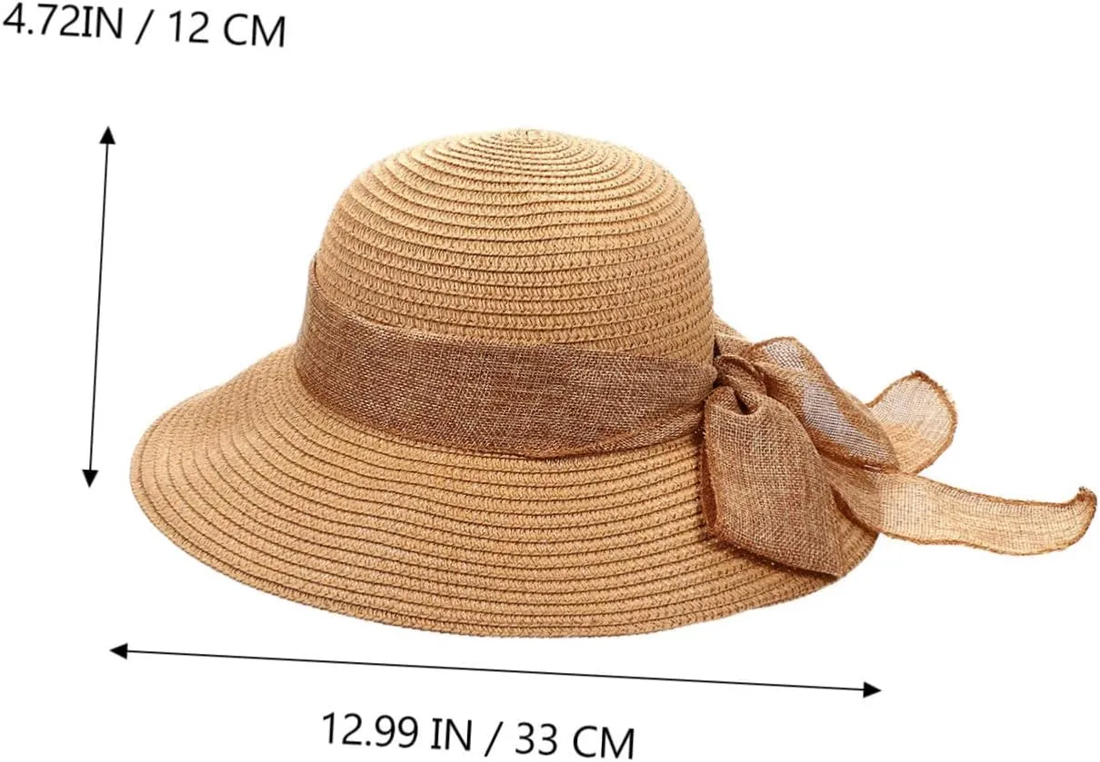 Straw Hat Beach Hat for Women Summer Hat Sun Hat Sun Hat for Woman Straw Visor Hat for Women Bowknot Hat