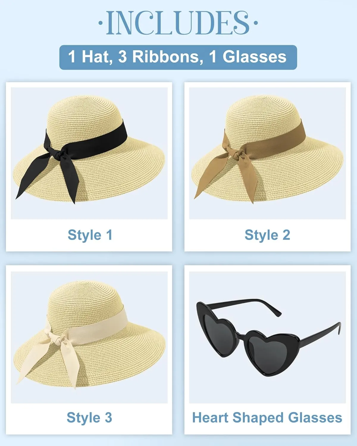 Sun Hats for Women - Oversize Large Straw Beach Hat for Summer Floppy Wide Brim Packable Foldable Roll Up UPF 50 