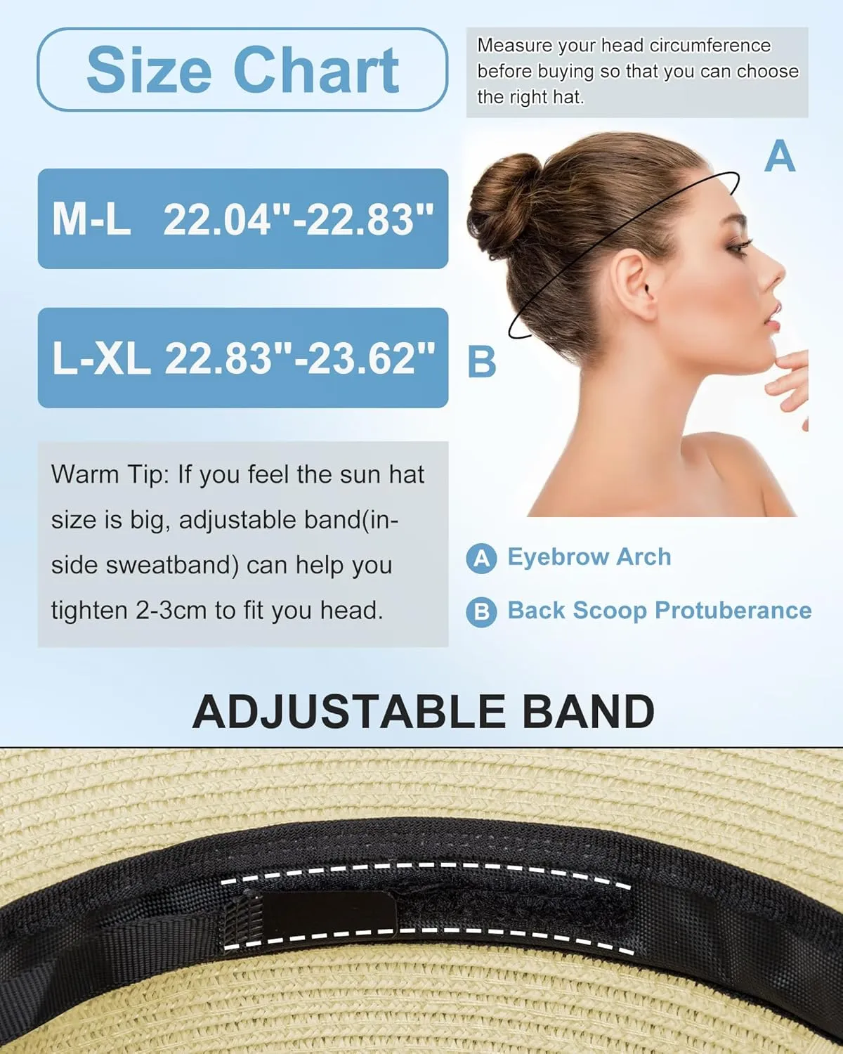 Sun Hats for Women - Oversize Large Straw Beach Hat for Summer Floppy Wide Brim Packable Foldable Roll Up UPF 50 