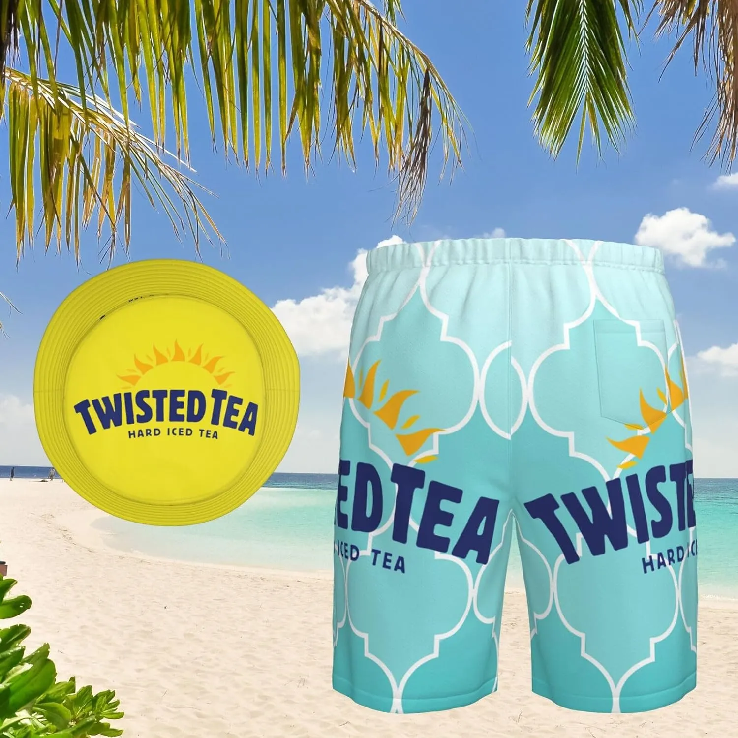 T-Wisted T-Ea Men'S Beach Combo: Packable Bucket Hat&Quick Dry Shorts¨CTrendy Print Fisherman Cap & Drawstring Swim Trunks