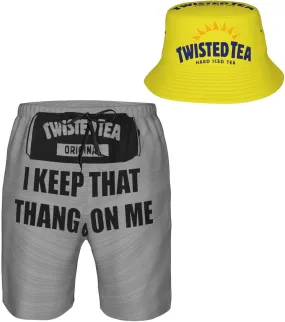 T-Wisted T-Ea Men'S Beach Combo: Packable Bucket Hat&Quick Dry Shorts¨CTrendy Print Fisherman Cap & Drawstring Swim Trunks