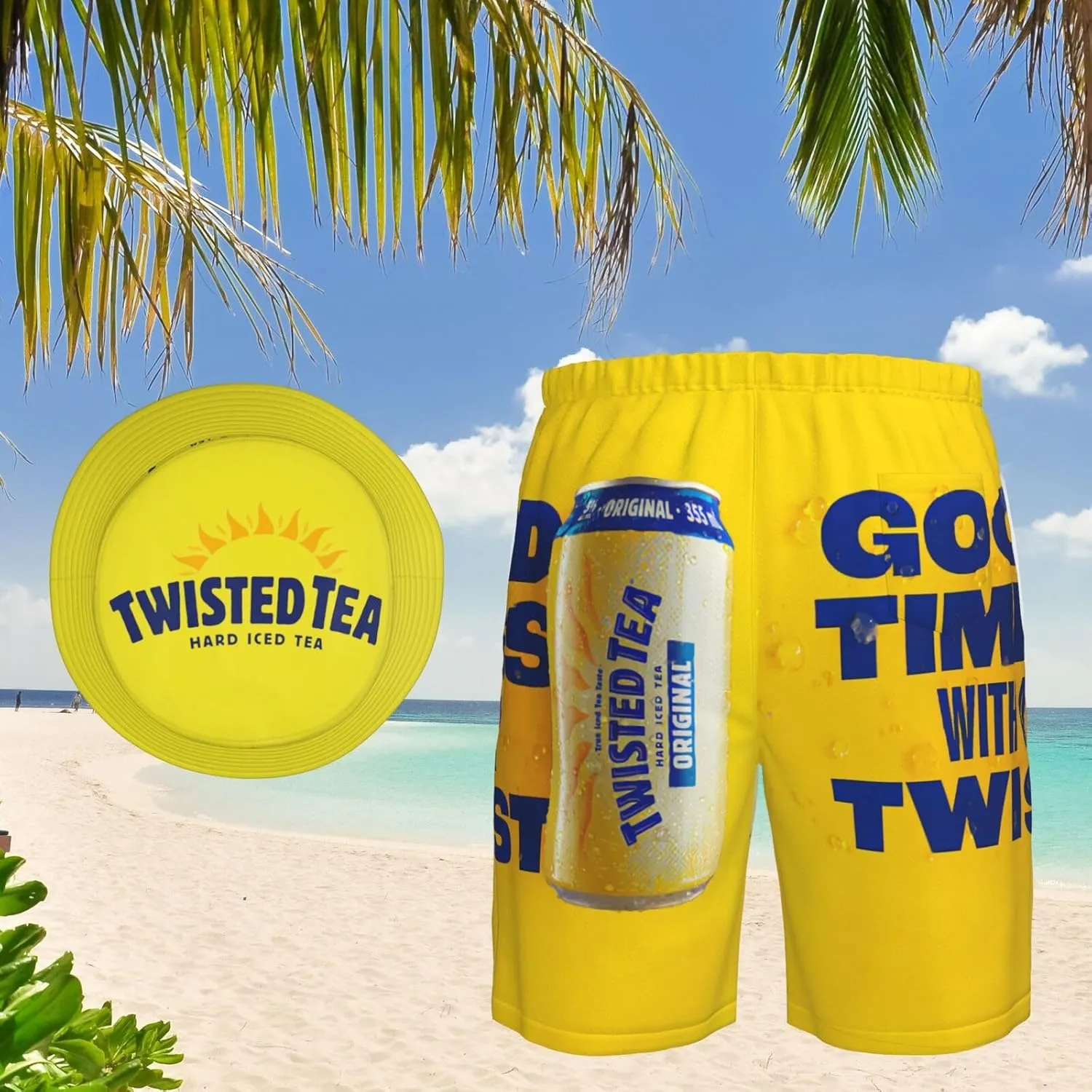 T-Wisted T-Ea Men'S Beach Combo: Packable Bucket Hat&Quick Dry Shorts¨CTrendy Print Fisherman Cap & Drawstring Swim Trunks