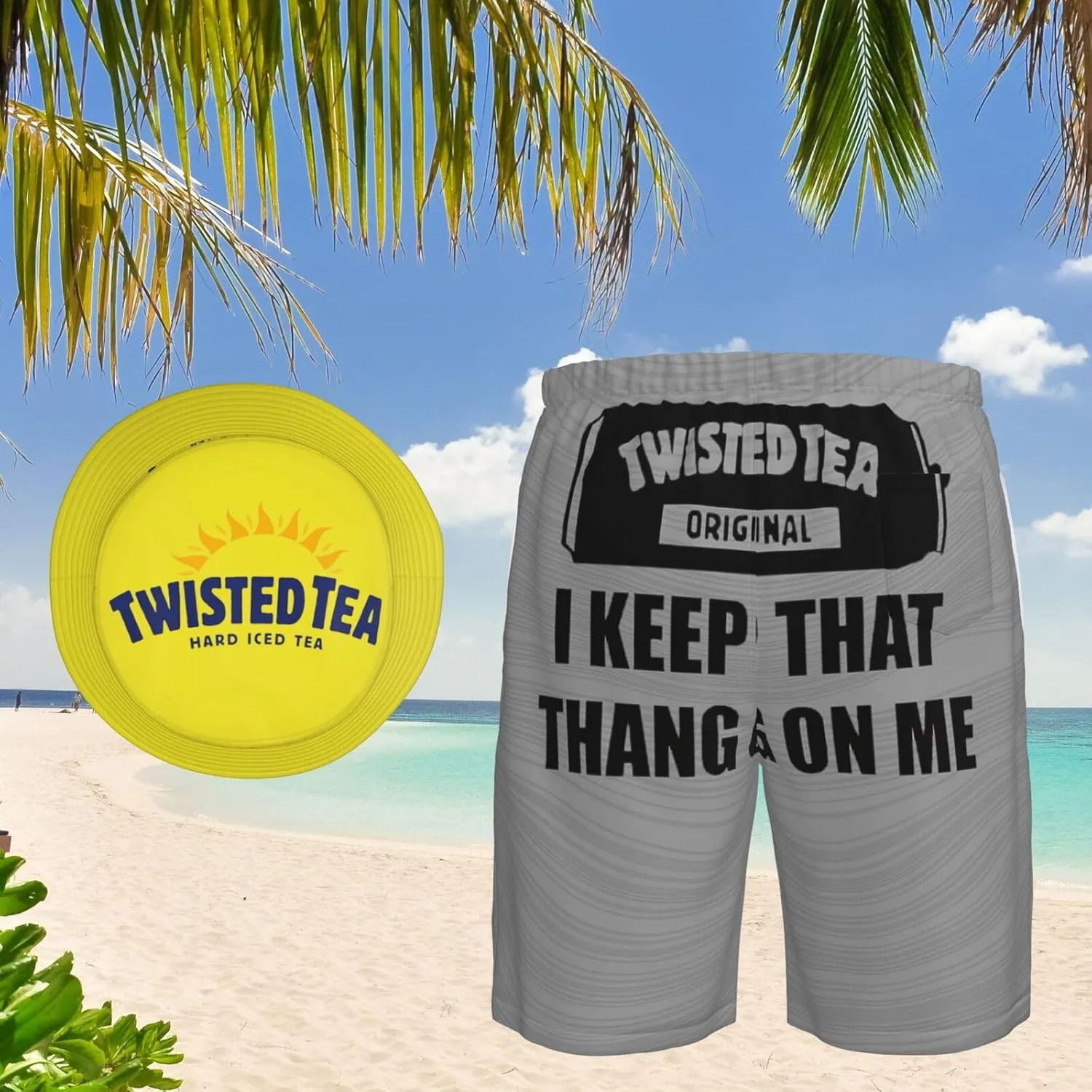 T-Wisted T-Ea Men'S Beach Combo: Packable Bucket Hat&Quick Dry Shorts¨CTrendy Print Fisherman Cap & Drawstring Swim Trunks
