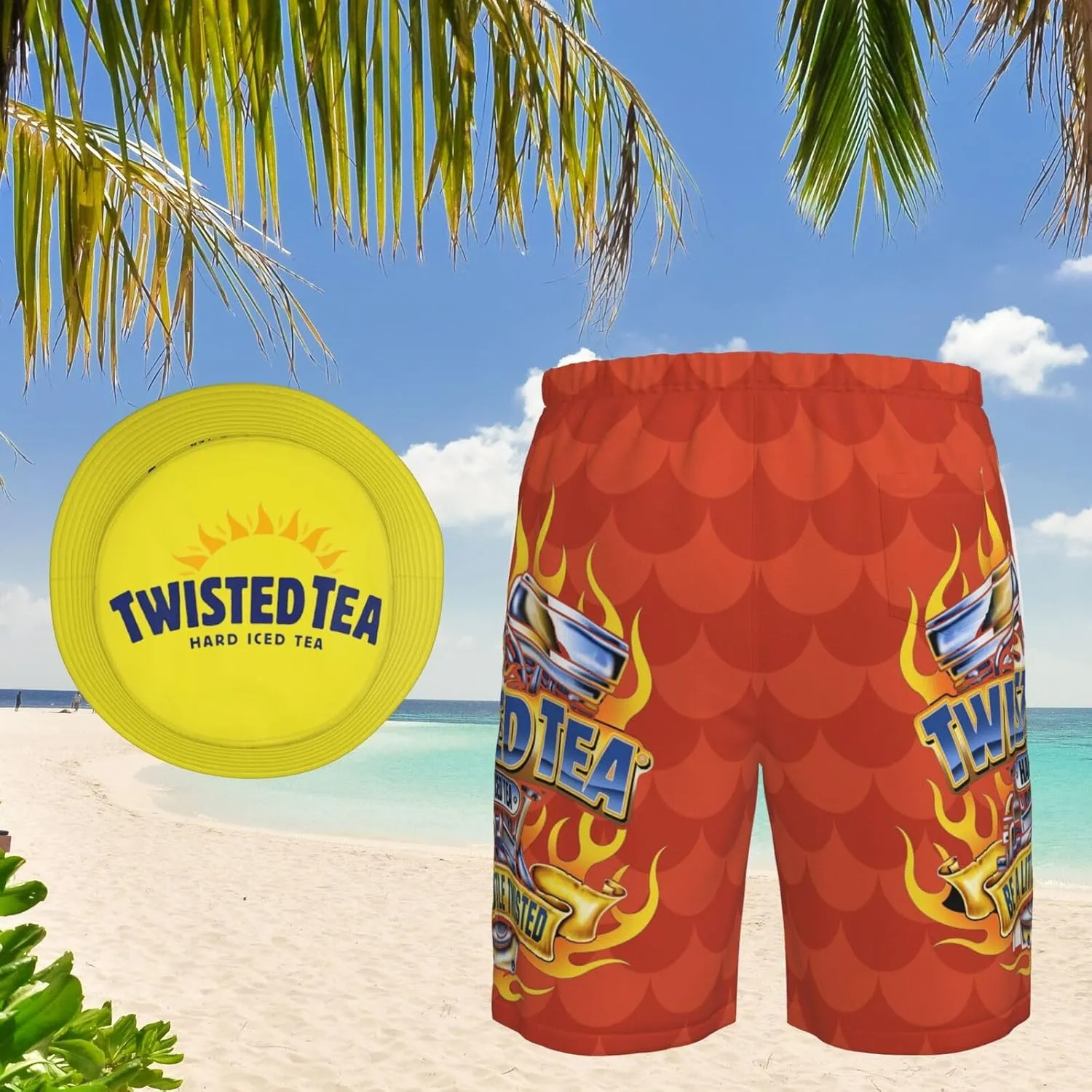 T-Wisted T-Ea Men'S Beach Combo: Packable Bucket Hat&Quick Dry Shorts¨CTrendy Print Fisherman Cap & Drawstring Swim Trunks