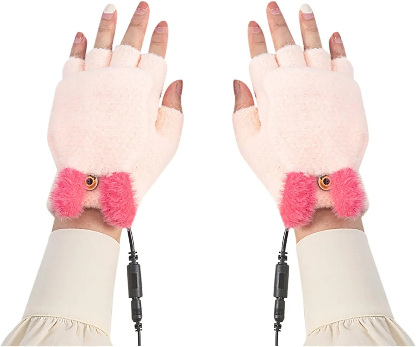 USB Heated Gloves for Women & Men, Mitten Winter Warm Laptop Gloves, Half Hands Fingerless Heating Knitting Hands Warmer