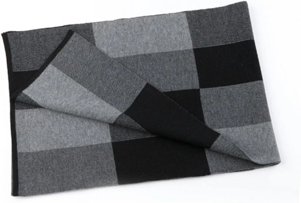 Winter Neck Scarf Wool Shawl Winter Scarves Men Plaid Wool Scarf Winter Grid Scarves Plaid Long Scarf