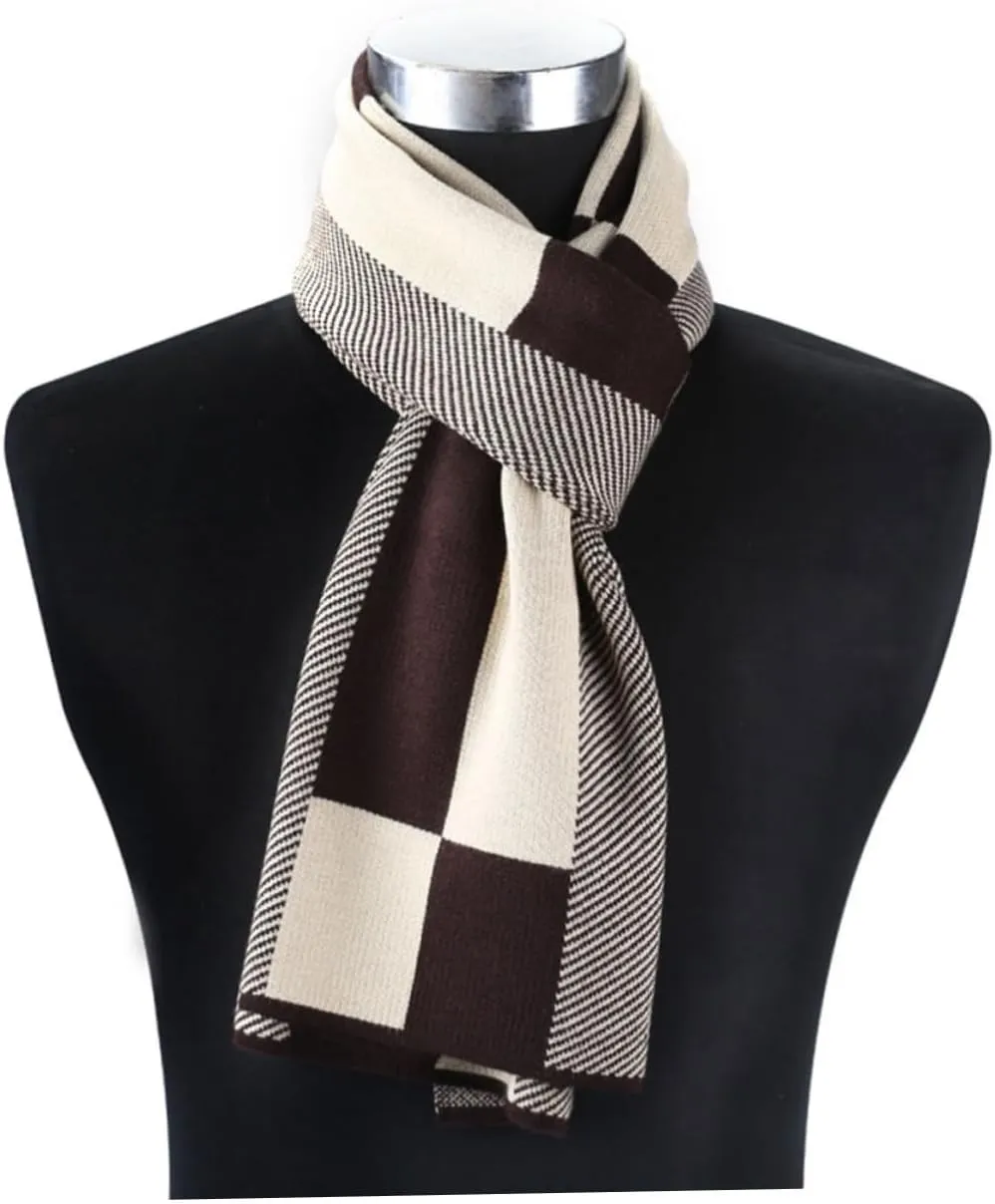 Winter Neck Scarf Wool Shawl Winter Scarves Men Plaid Wool Scarf Winter Grid Scarves Plaid Long Scarf