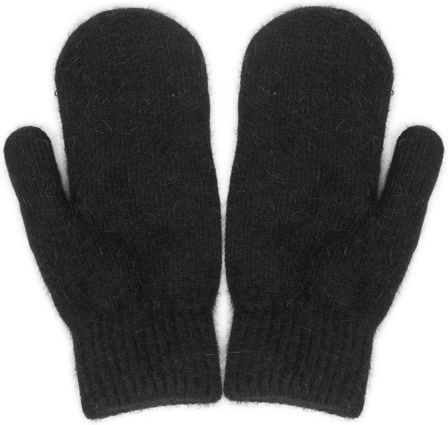 Winter Warm Mittens for Women Men - Soft Faux Rabbit Fur Mittens Elastic Cuff Fashionable Stretchy Knit Gloves Cold Weather
