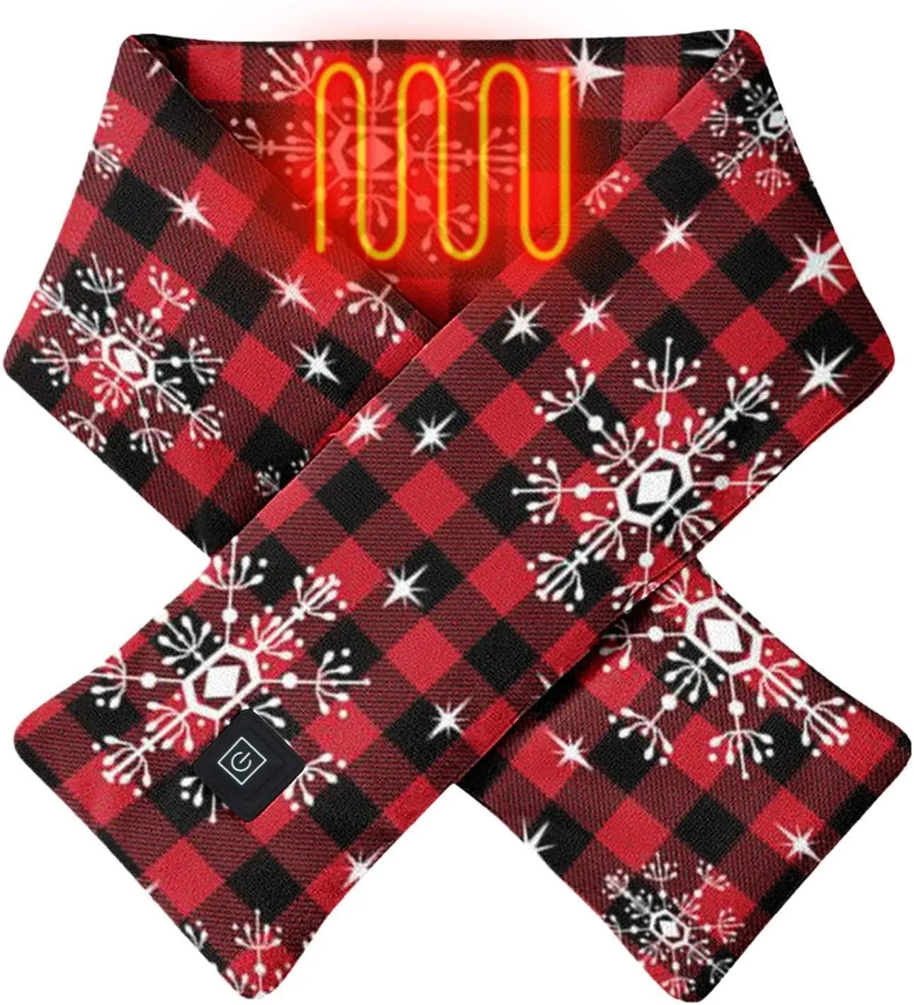 Women Christmas Scarf and Wrap Santa Pattern Chunky Triangle Scarves with Button Gift for Xmas Cold Weather Accessories