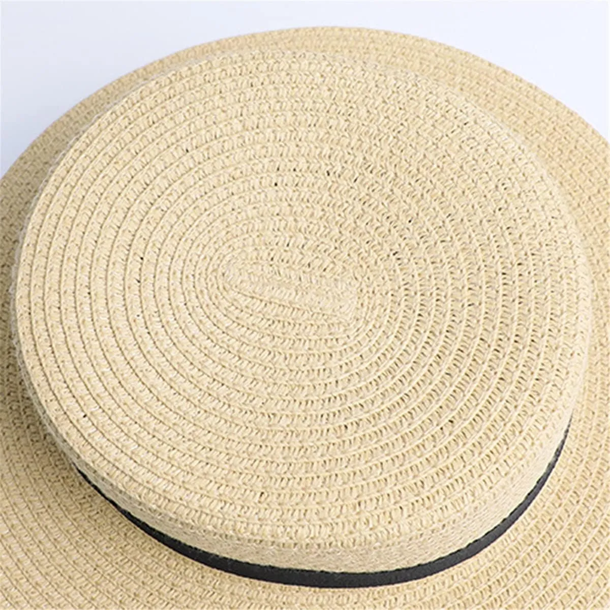Women Straw Panama Hat Wide Brim Floppy Flat Brim Bowknot Straw Cap