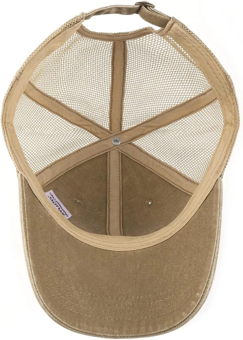 Zylioo XXL Oversize Washed Trucker Cap,Adjustable Mesh Trucker Hats,Soft Crown Running Hat for Big Heads