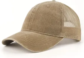 Zylioo XXL Oversize Washed Trucker Cap,Adjustable Mesh Trucker Hats,Soft Crown Running Hat for Big Heads